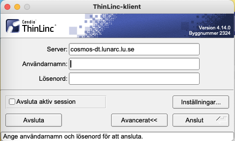 login window