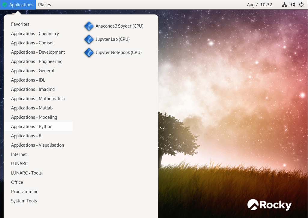 application pull down menu
